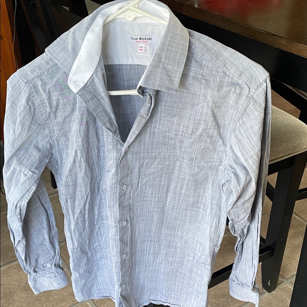 Isaac Mizrahi Boys Light Gray Button Down Shirt